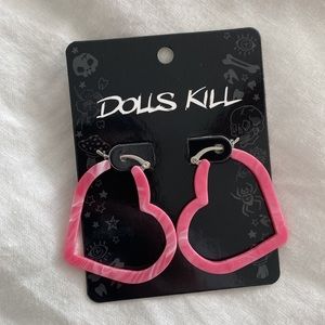 Dolls Kill NWT Pink Heart Earrings Unopened!